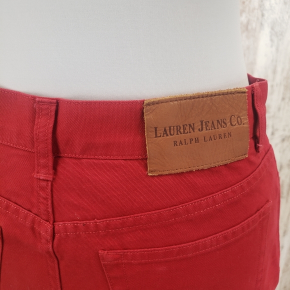 LAUREN JEAN CO RALPH LAUREN SZ 6 BRUSHED SOFT STRAIGHT LEG STRETCH RED JEAN - Picture 2 of 5